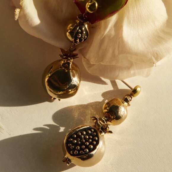 Pamela Love long persephone pomegranate earrings- solid 925 sterling silver - Picture 3 of 4